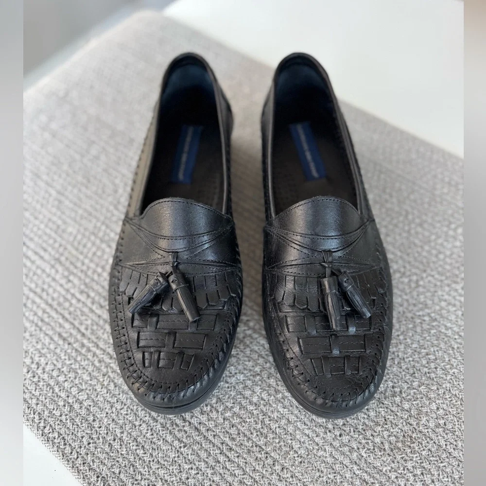 Vintage Giorgio Brutini Black Woven Leather Loafers Size 9.5